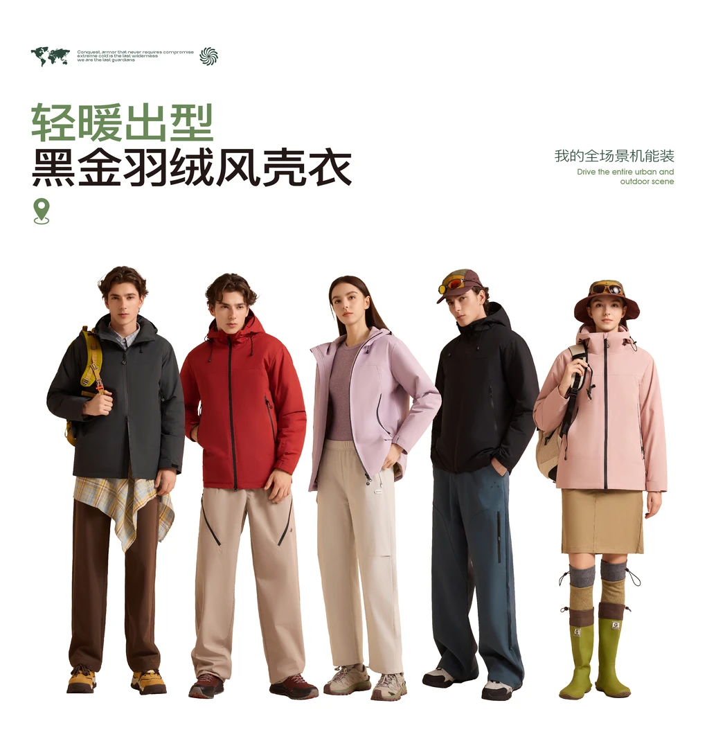 【羽绒服x冲锋衣】情侣款黑金羽绒风壳衣57908/18