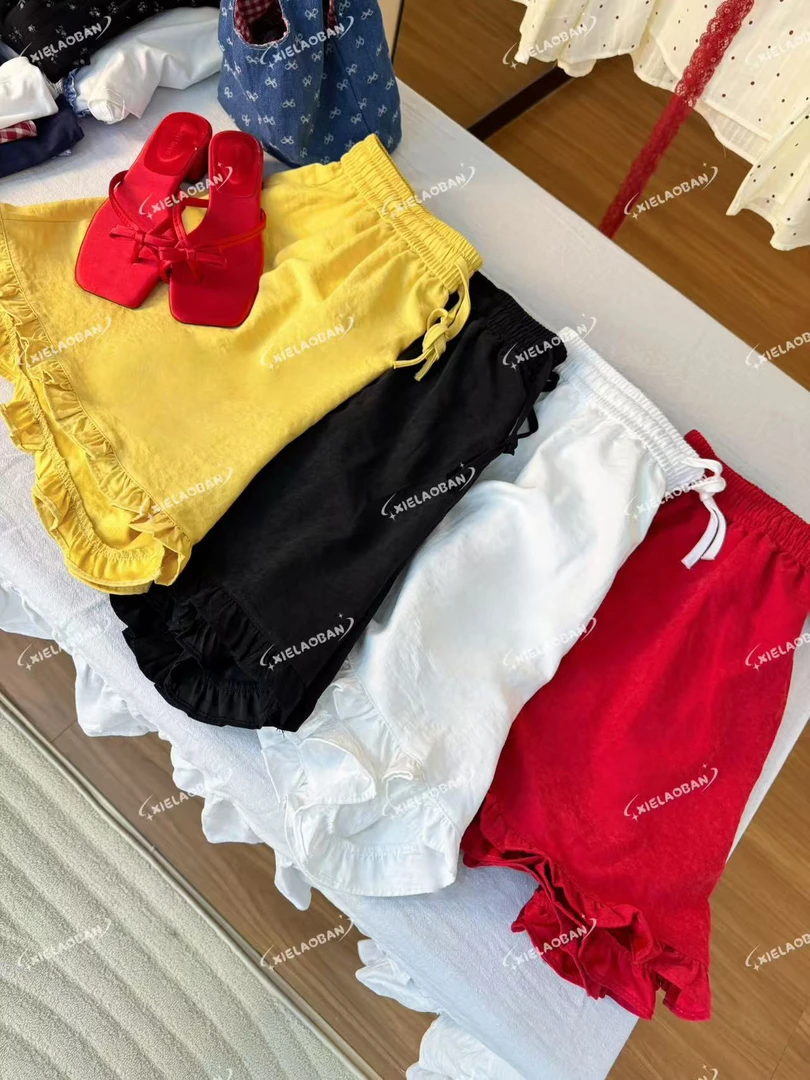 #蟹老板 花边韩韩松紧短裤F3534