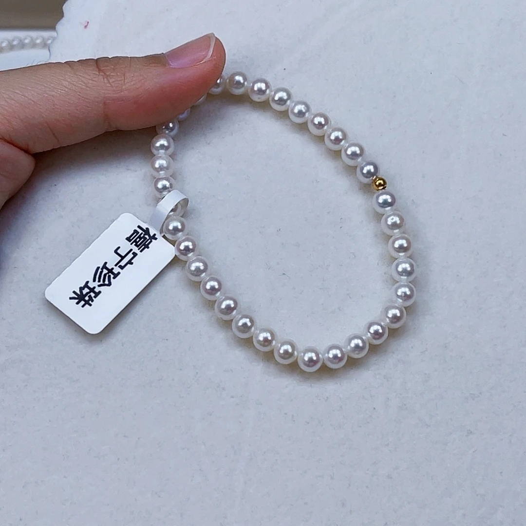 银S925镶嵌手绳淡水珍珠5-6天然淡水珍珠手链