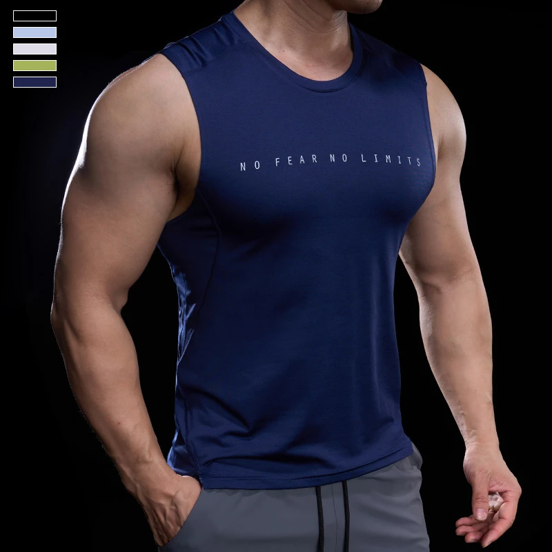 霸道肌肉 夏季高弹修身贴身吸汗健身背心男士运动跑步速干无袖