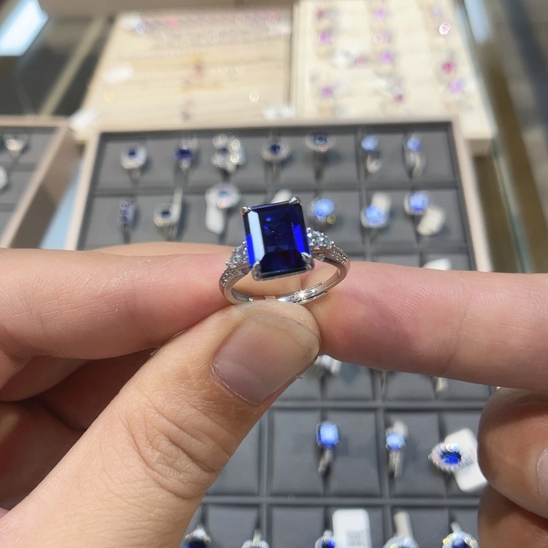 925银培育宝石实心s925银镶