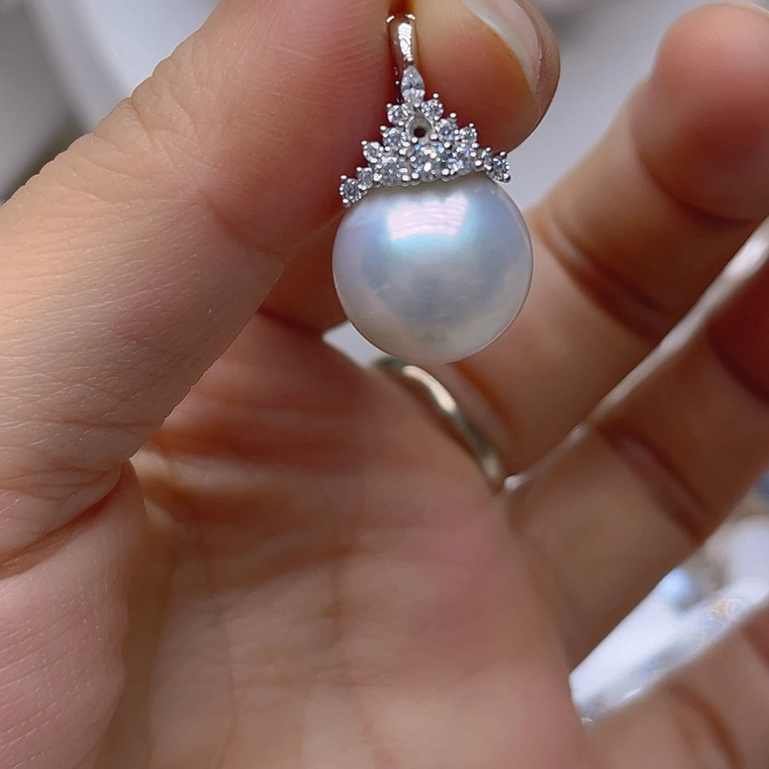 吊坠耳钉银S925镶嵌淡水珍珠