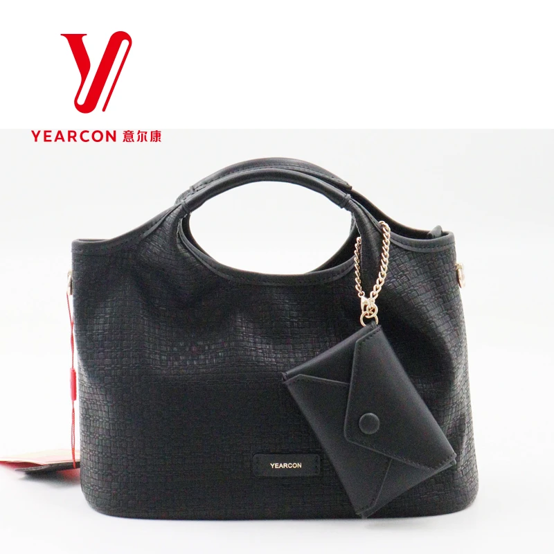 意尔康女包布艺单肩证件位锁扣轻奢风手提包拉链磁扣日系25089