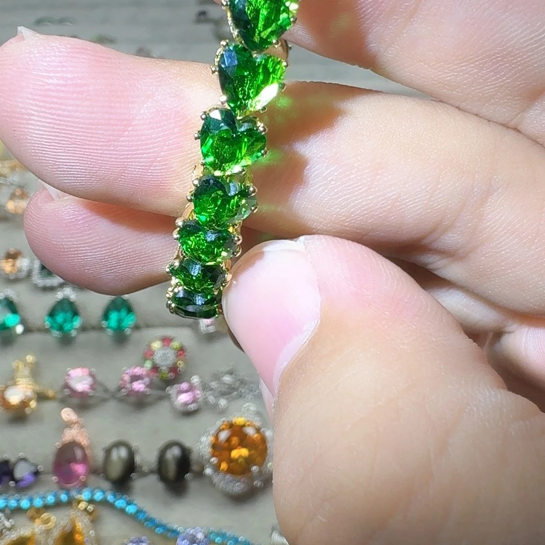 绿水晶戒指银S925镶嵌