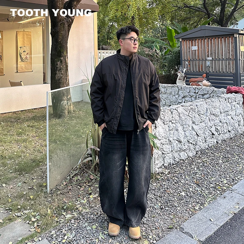 冯一&TOOTH YOUNG 【美式硬汉3.0】冬季抽褶立领加厚棉服男保暖外套