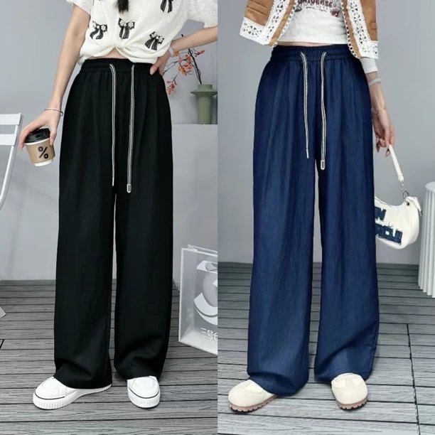 薇莎6632【现货】天-丝薄款休闲阔腿裤