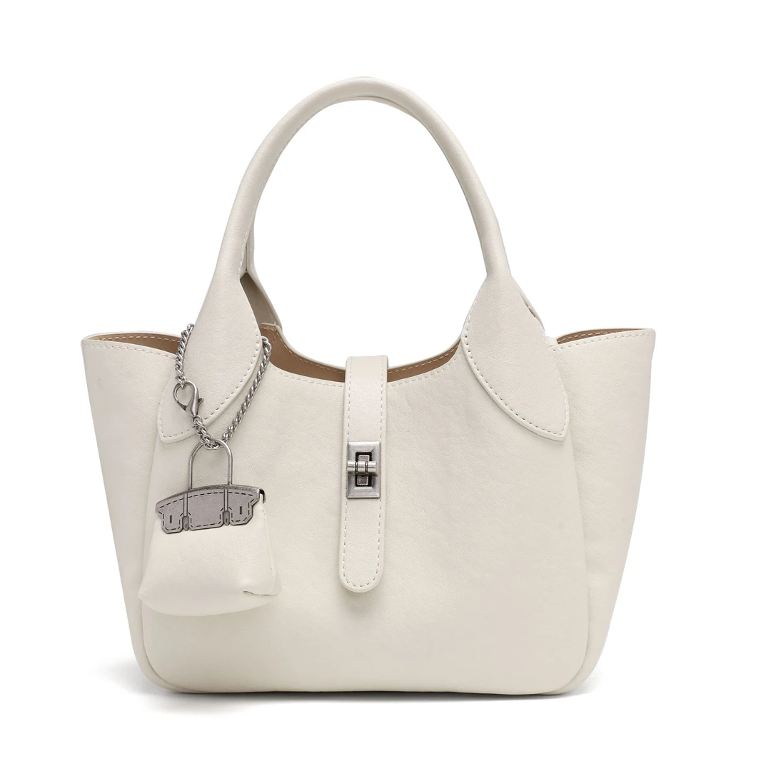 新款时尚百搭单肩手提女包1711-1#米白