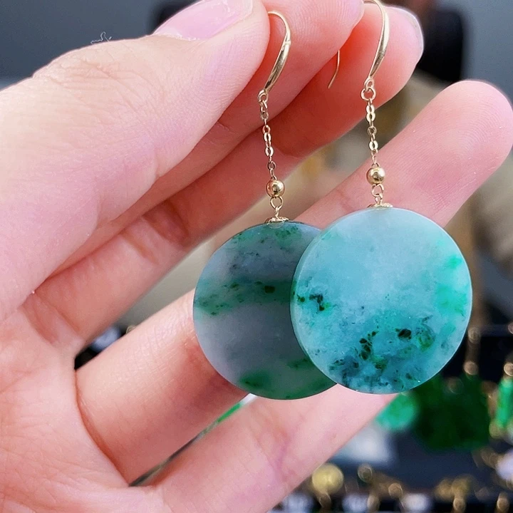 翡翠耳饰18K金镶嵌饰品