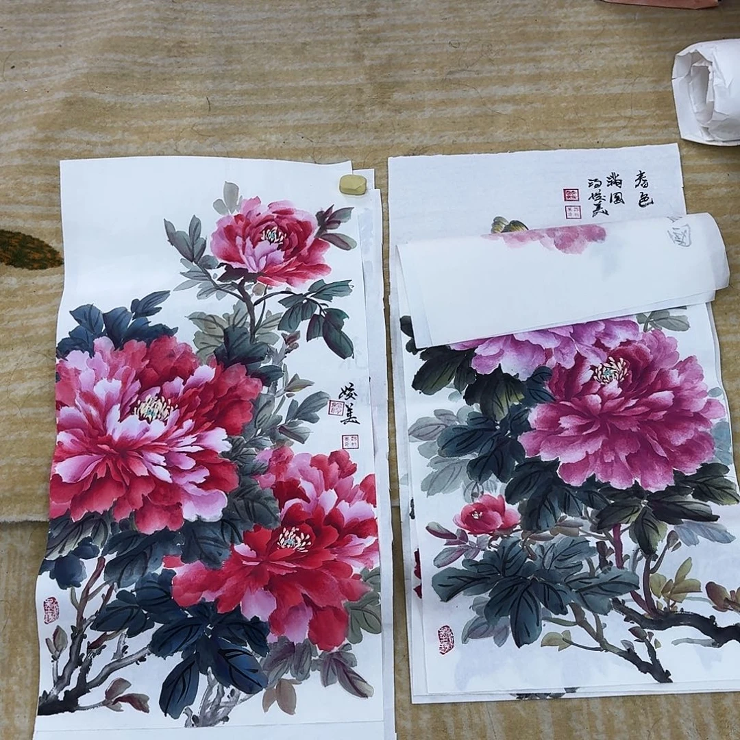 国画两张四尺四开手绘作品