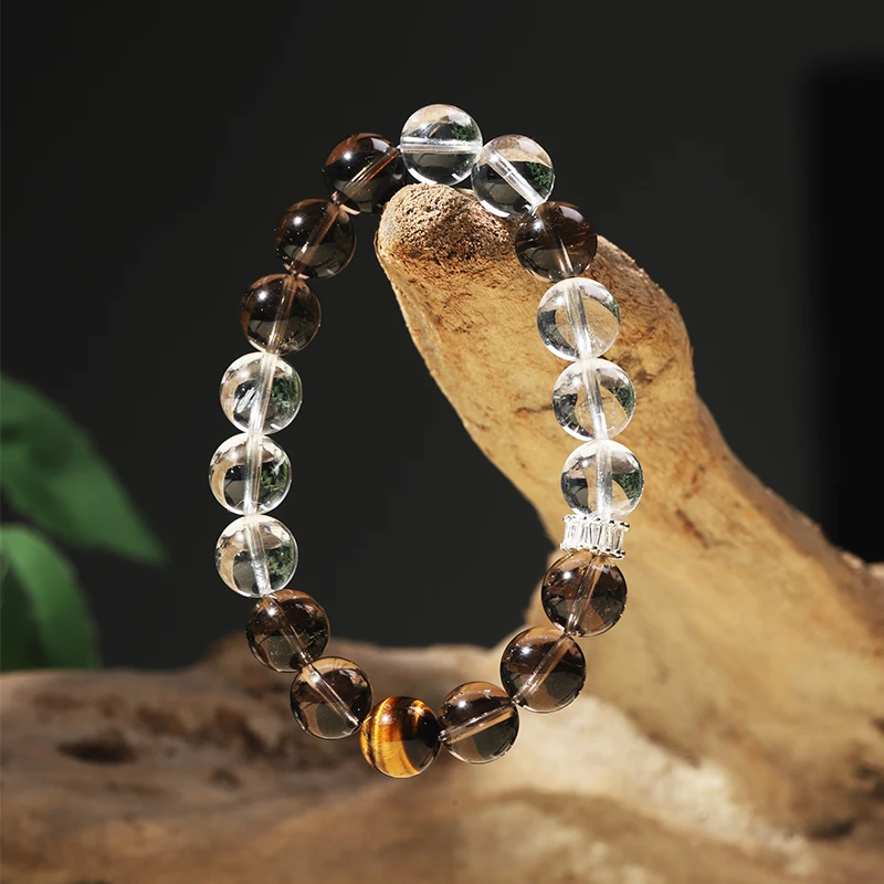 10MM茶韵白影茶晶手串多样性发其一