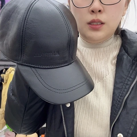 牛皮棒球帽男款加厚