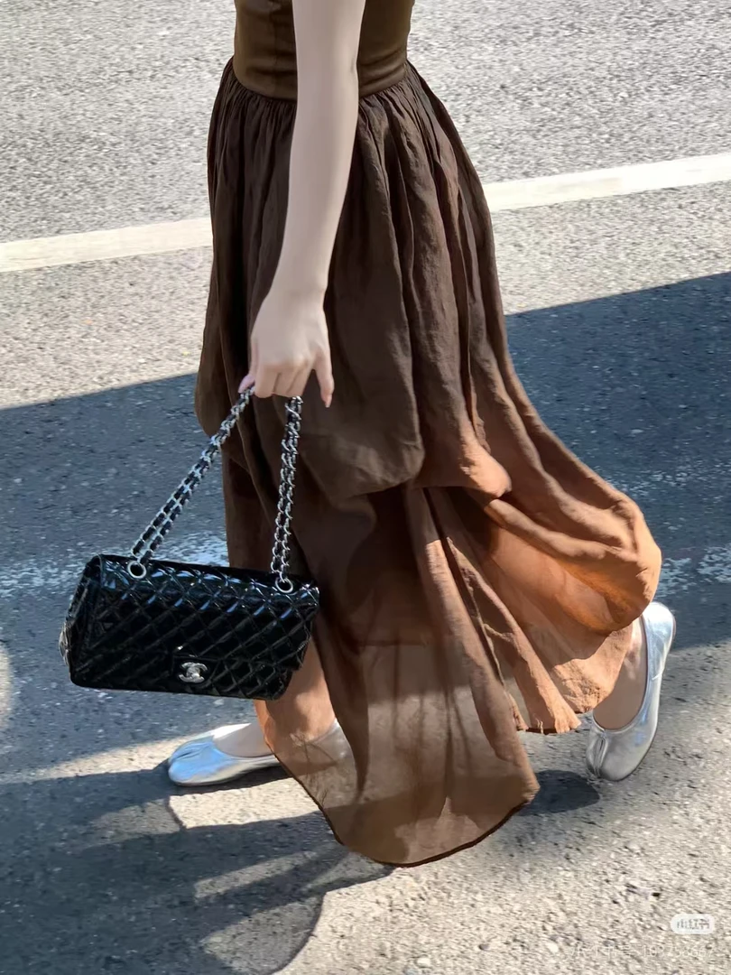 95新 Chanel/香奈儿 cf中号黑银漆皮/优品