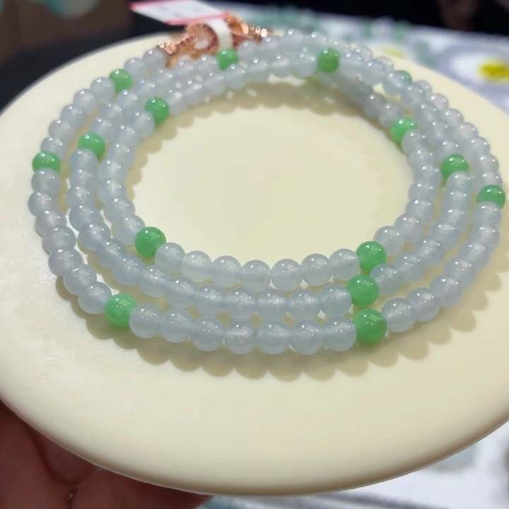 翡翠未镶嵌手链冰紫双彩卡4.9