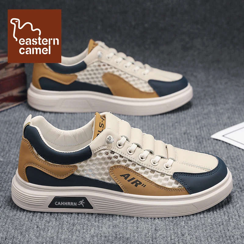 东方骆驼男鞋2025夏季新款低帮透气板鞋耐磨网面学生一脚蹬休闲鞋