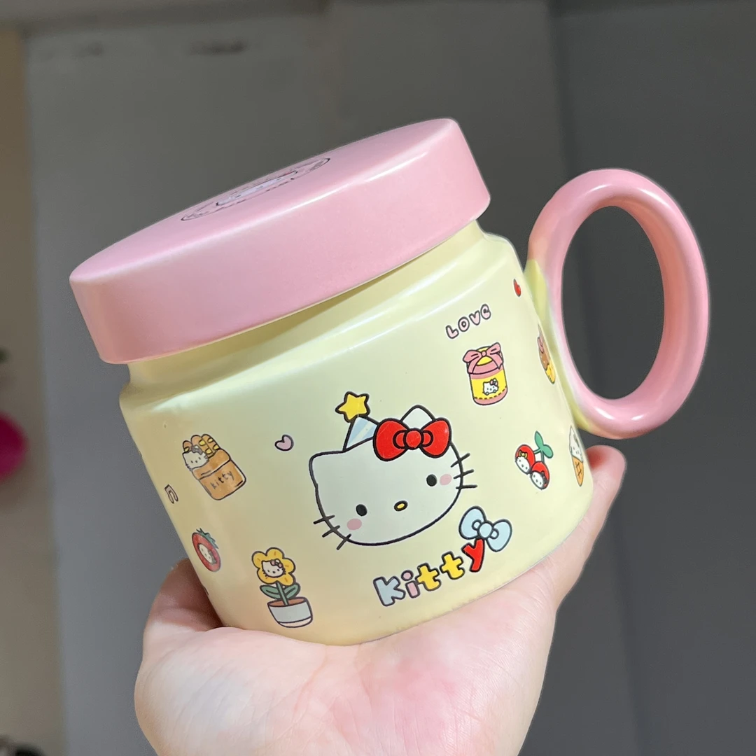 【嘟嘟Good】出口高货 KT小猫 陶瓷杯子 带盖杯子 牛奶杯 喝水杯