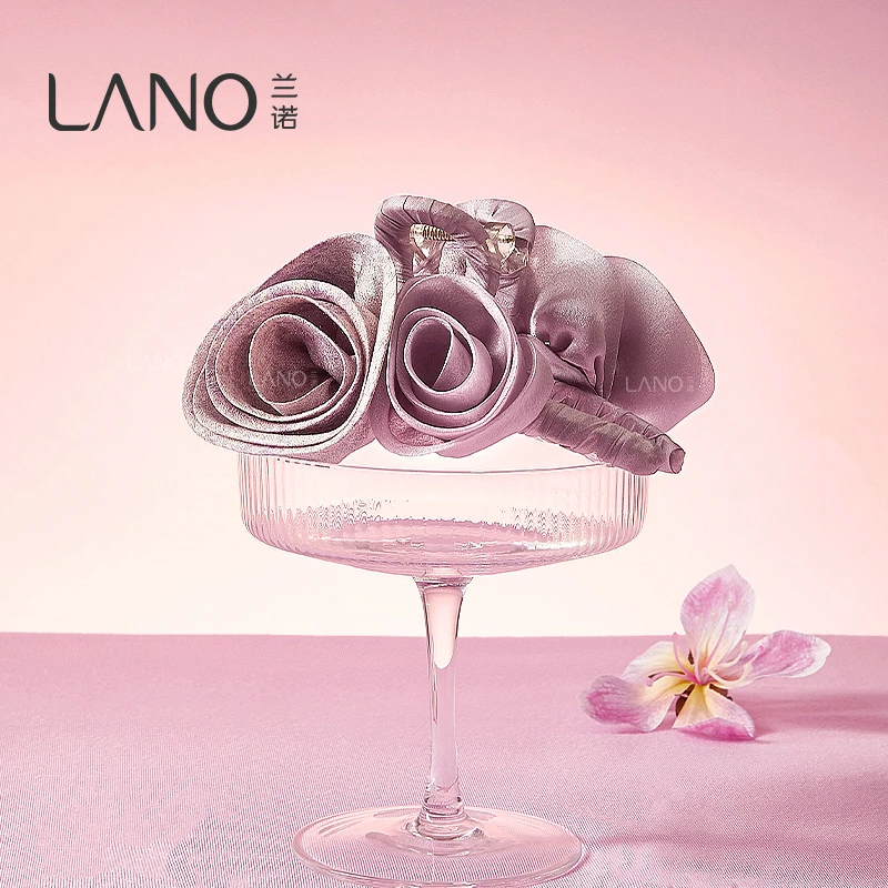 兰诺【木槿】桑蚕丝玫瑰花大抓夹春夏紫色系高级感发夹百搭日常发饰