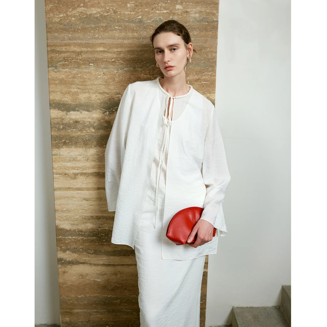 LYNEE 【白色诗人】喇叭袖开衫简约基础百搭上衣LGD2FSW357