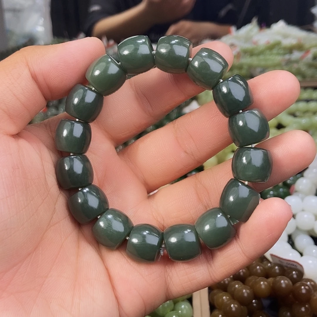 和田玉未镶嵌手串天然卡14且末料且末蓝多样性拍一发一