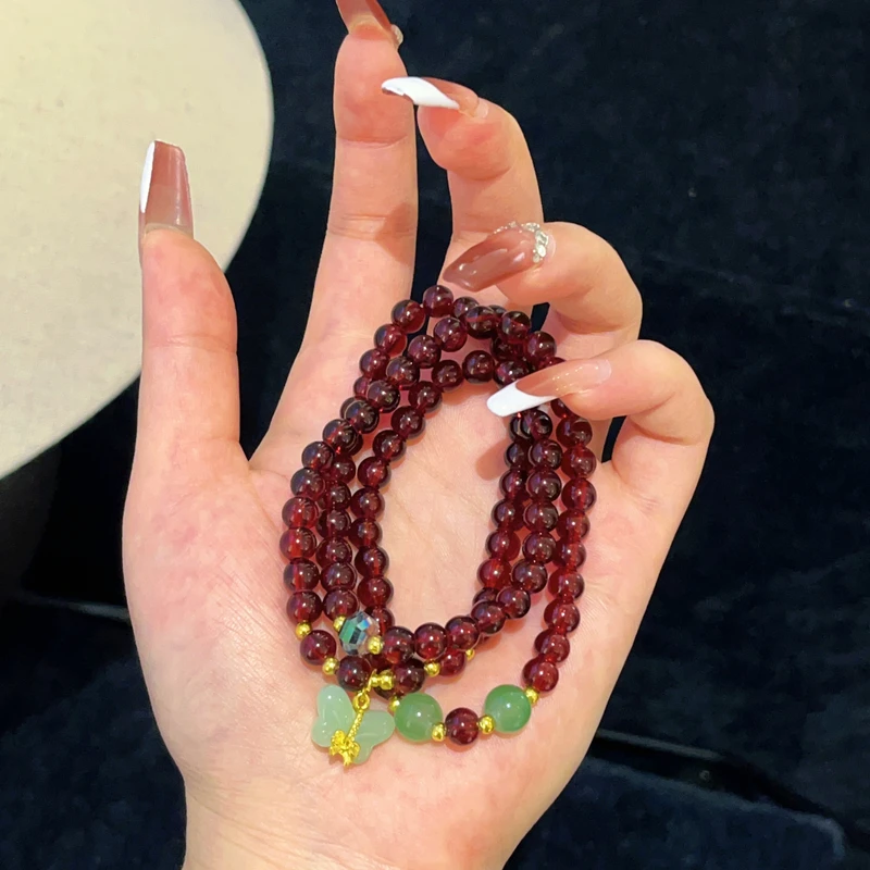 铜合金手链 铜合金 571 时尚国风事事红多圈蝴蝶手链