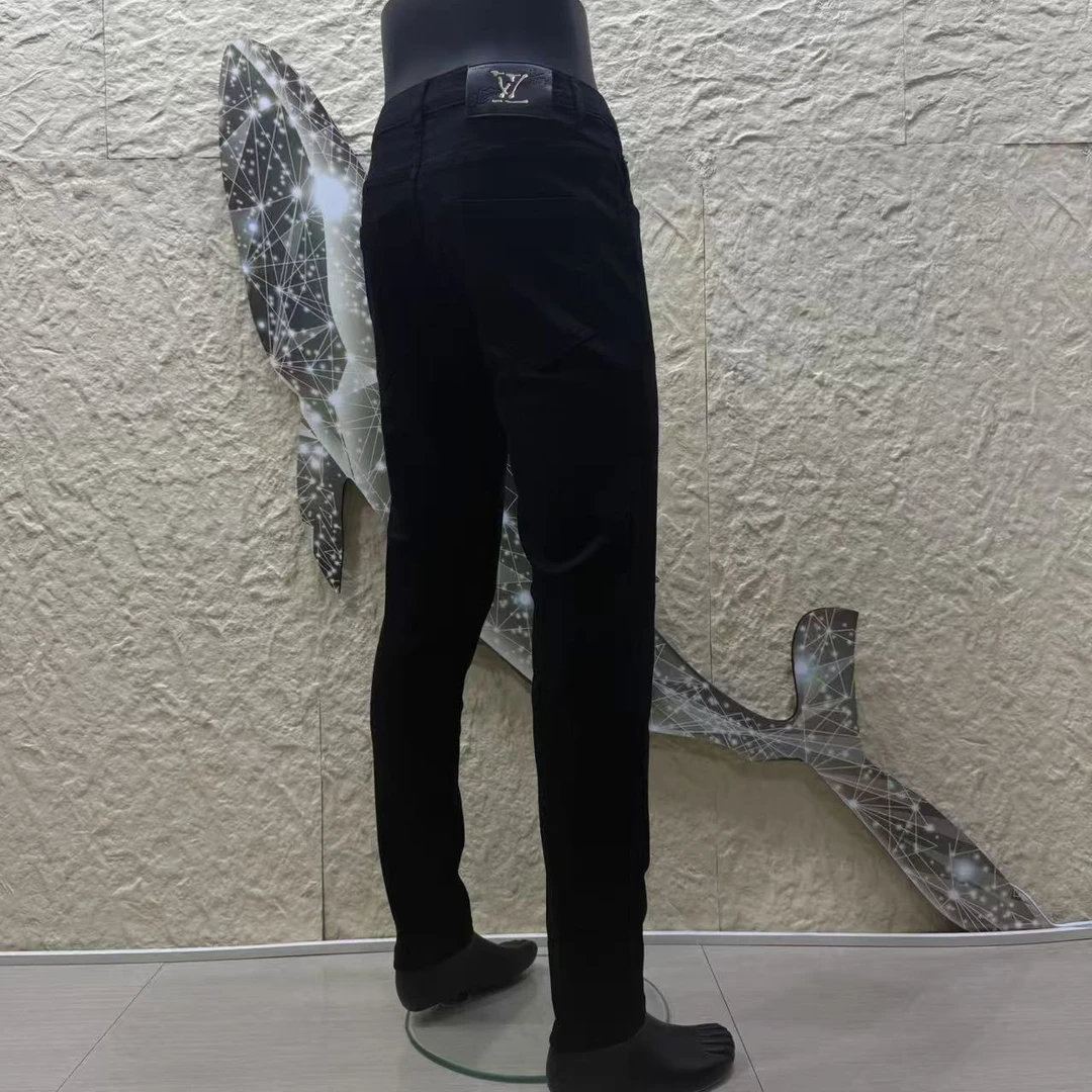 秋季男士高弹长裤徽章牛仔裤裤子显瘦时尚修身黑牛秋冬弹力透气