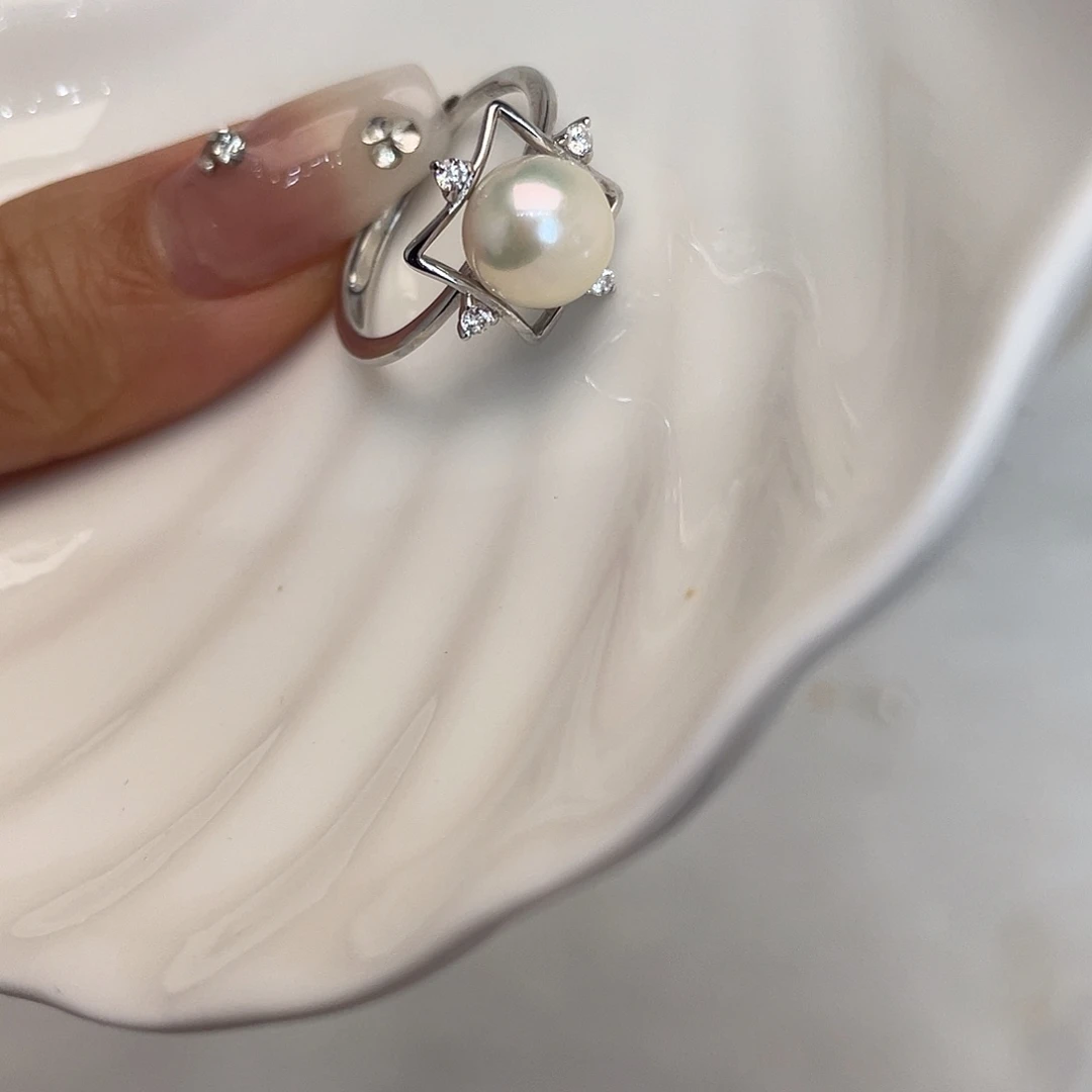 海水珍珠戒指银S925镶嵌