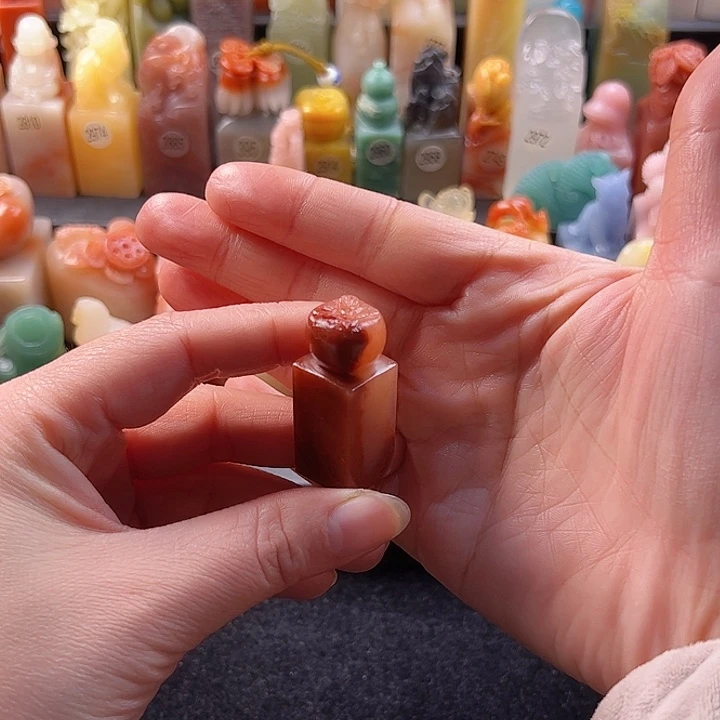 老挝石印石手工定制1.5厘米，柿子，包刻字