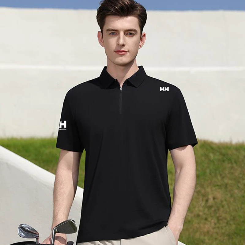 海丽HH夏季户外运动休闲透气速干短袖T恤翻领POLO衫上衣男