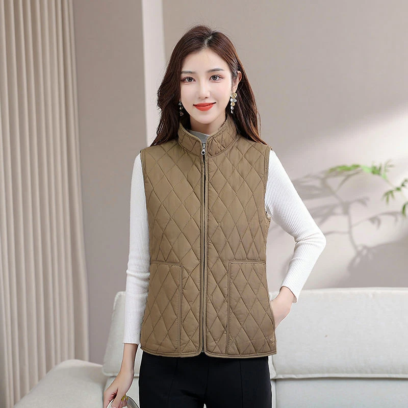 2025新款凌格夹棉马甲秋冬立领马甲保暖修身时尚坎肩001