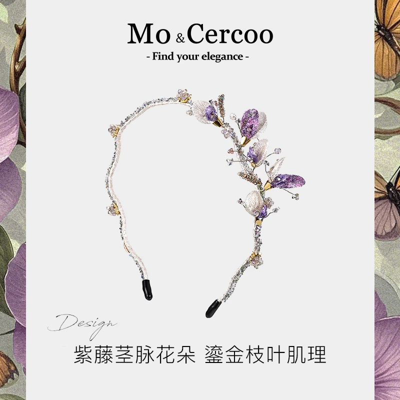 Cercoo/奢蔻高级定制系列手工编织水晶花朵轻奢发箍百搭头箍女