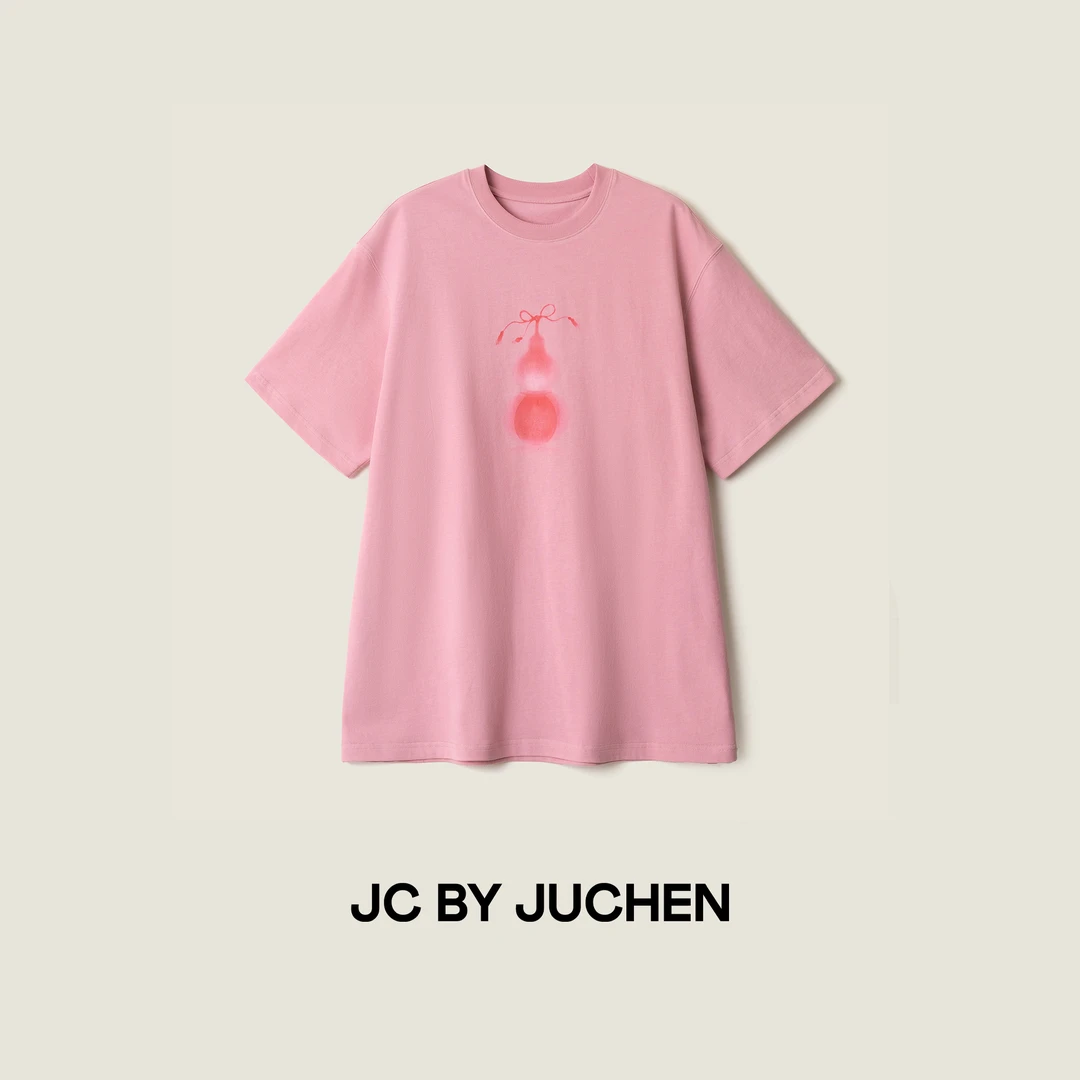 “喜乐粉葫”北京线定款聚辰粉柔软棉质宽松套头短袖T恤 FW115572