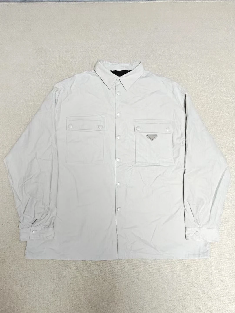 99新 Prada/普拉达 XL码 23fw 灯芯绒金属三角标夹克外套