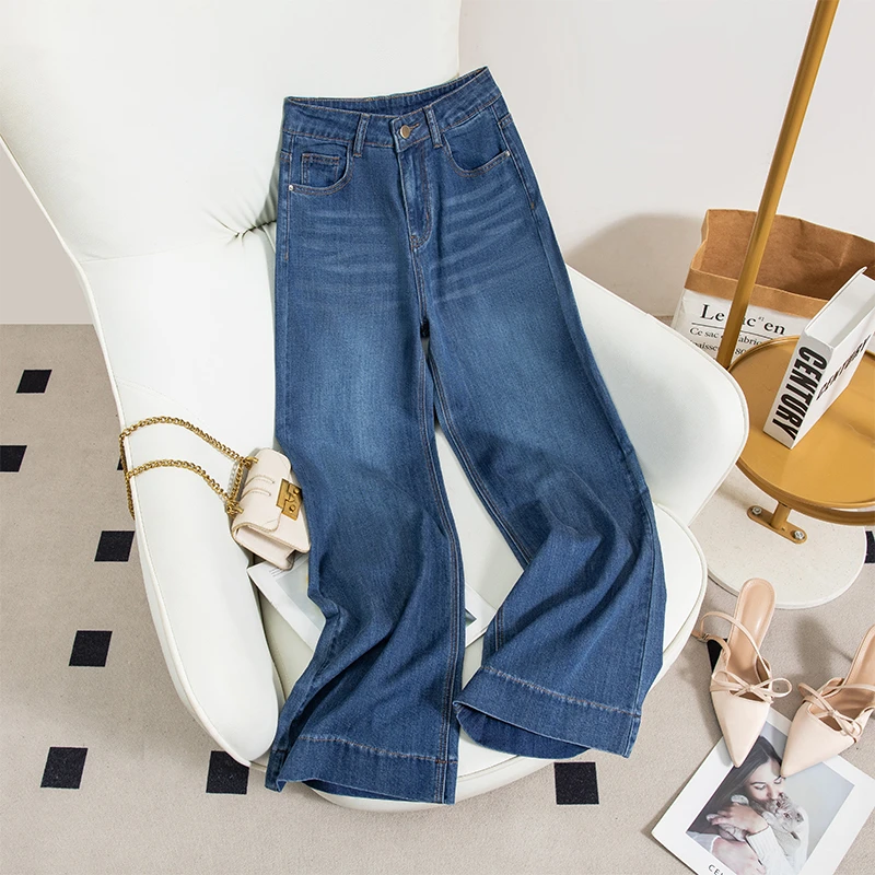 薄款莱塞尔天丝牛仔裤女2025夏季新款宽松显瘦不贴腿微喇裤阔腿裤