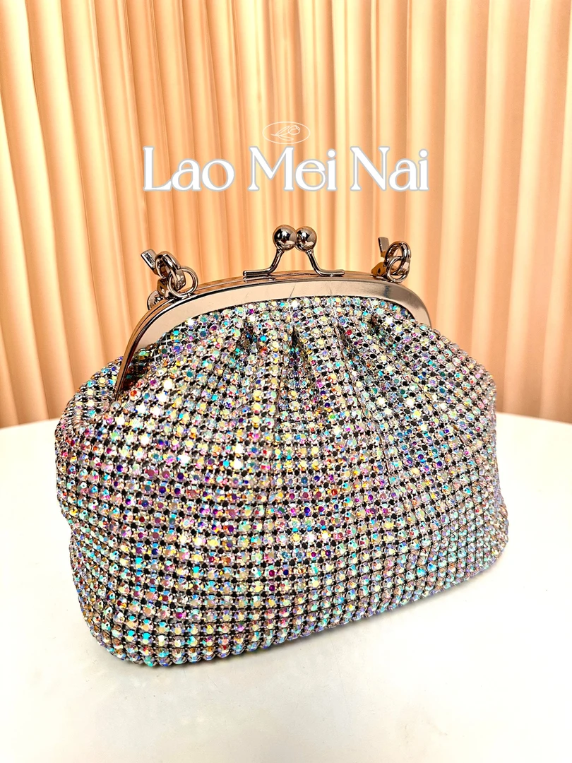 【SL】新款满钻福袋晚装包新款贝壳福袋晚宴包大号百搭小香风晚装包