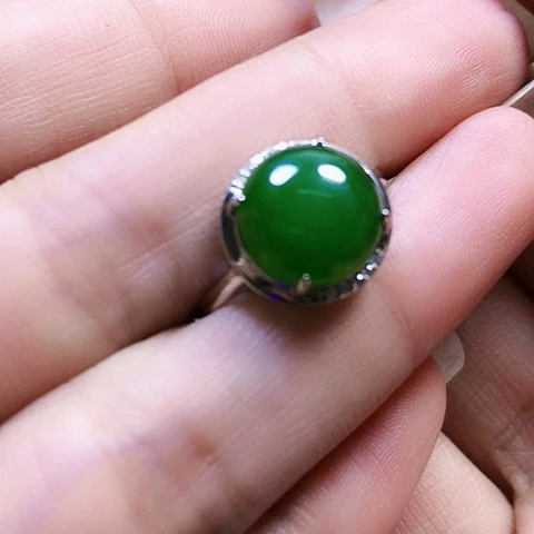 和田玉戒指银S925镶嵌