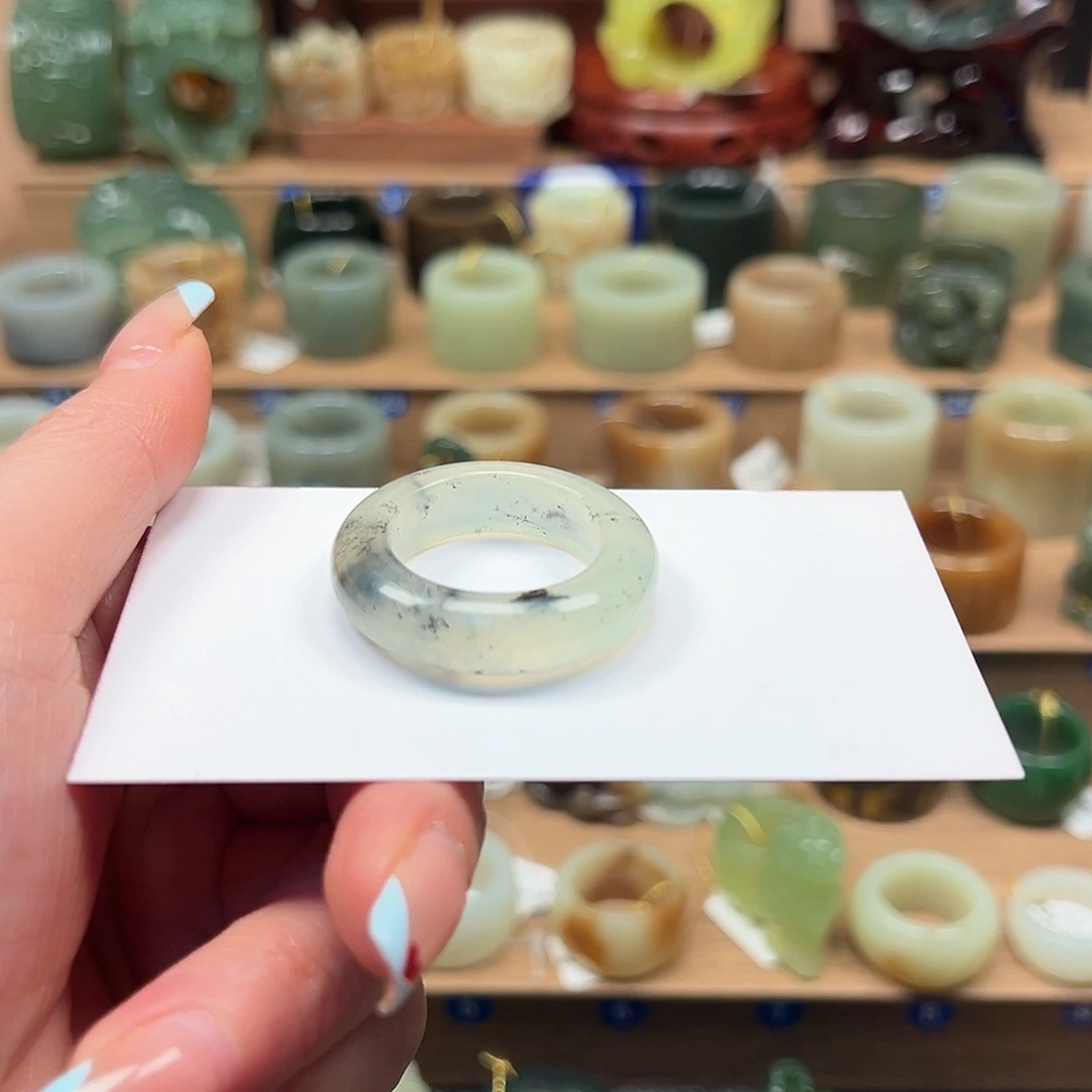 蛇纹石玉未镶嵌戒指23内径32号