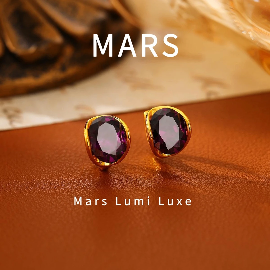 铜合金合成锆石耳饰 「月光星环」E0055 意式设计款复古百搭耳饰