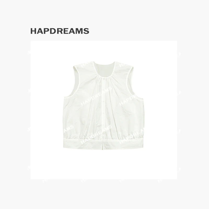 白色背心衬衫 春夏极简纯色设计师款圆领穿搭无袖衫