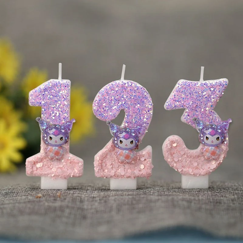 可爱紫色库洛米造型数字蜡烛多种款式生日蛋糕装饰必备