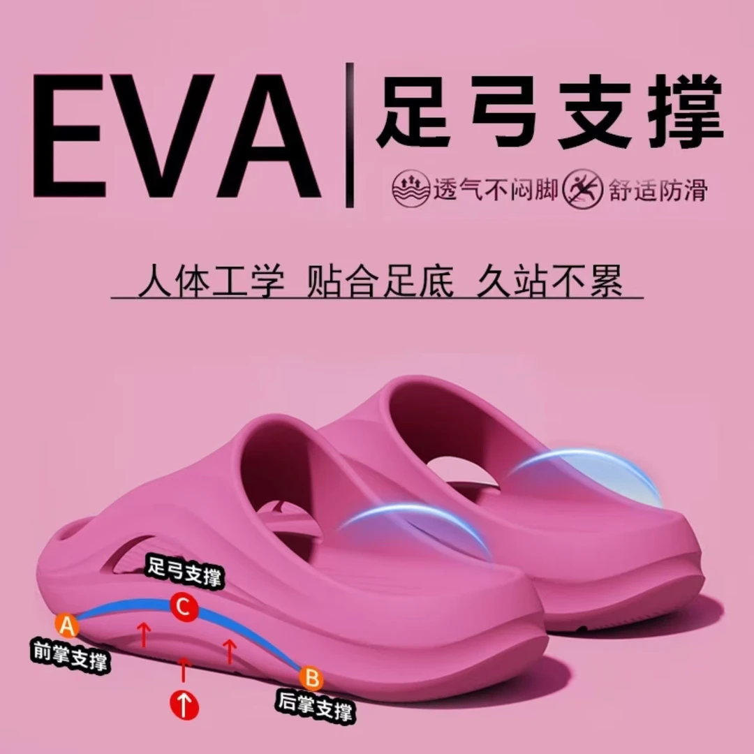 足弓支撑凉拖女款夏季居家用沙滩厚底防滑不臭脚情侣凉鞋男士外穿