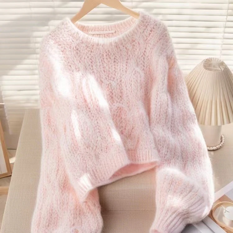 【351-400】秋冬针织套头毛衣慵懒风洋气百搭宽松加厚学院风时尚