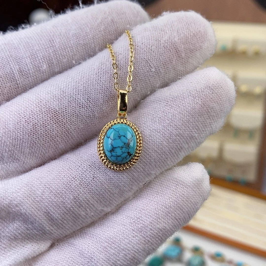 绿松石颈饰银S925镶嵌t****?