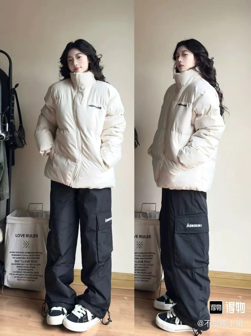呆呆姐 UNK2508基础LOGO刺绣异性扭区重磅面包厚棉服！正品