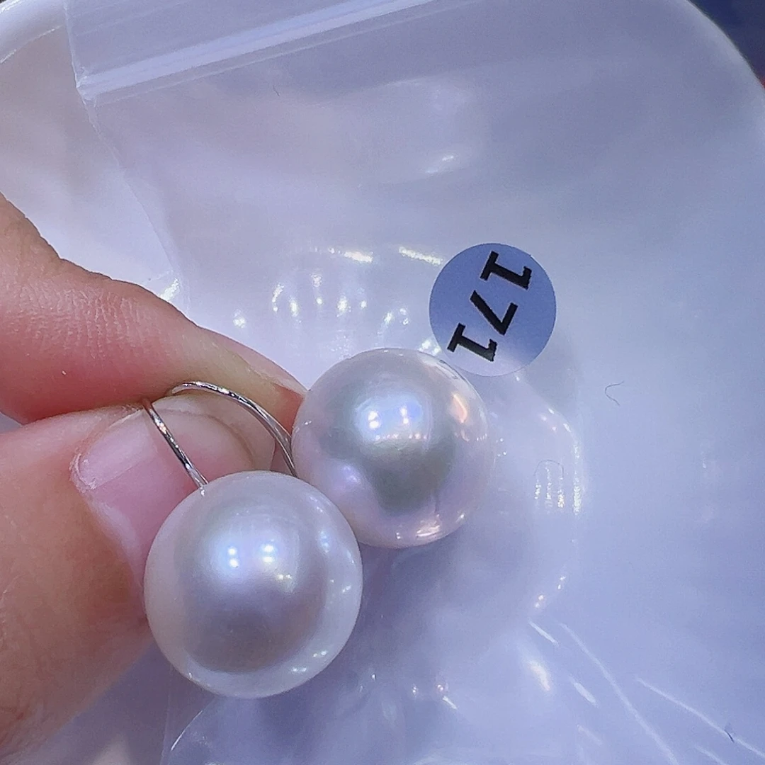 耳饰银S925镶嵌淡水珍珠