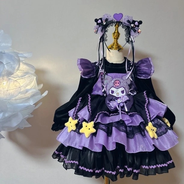 星星库洛米加绒加厚洛丽塔公主裙长袖连衣裙生日礼cos卡通蓬蓬裙