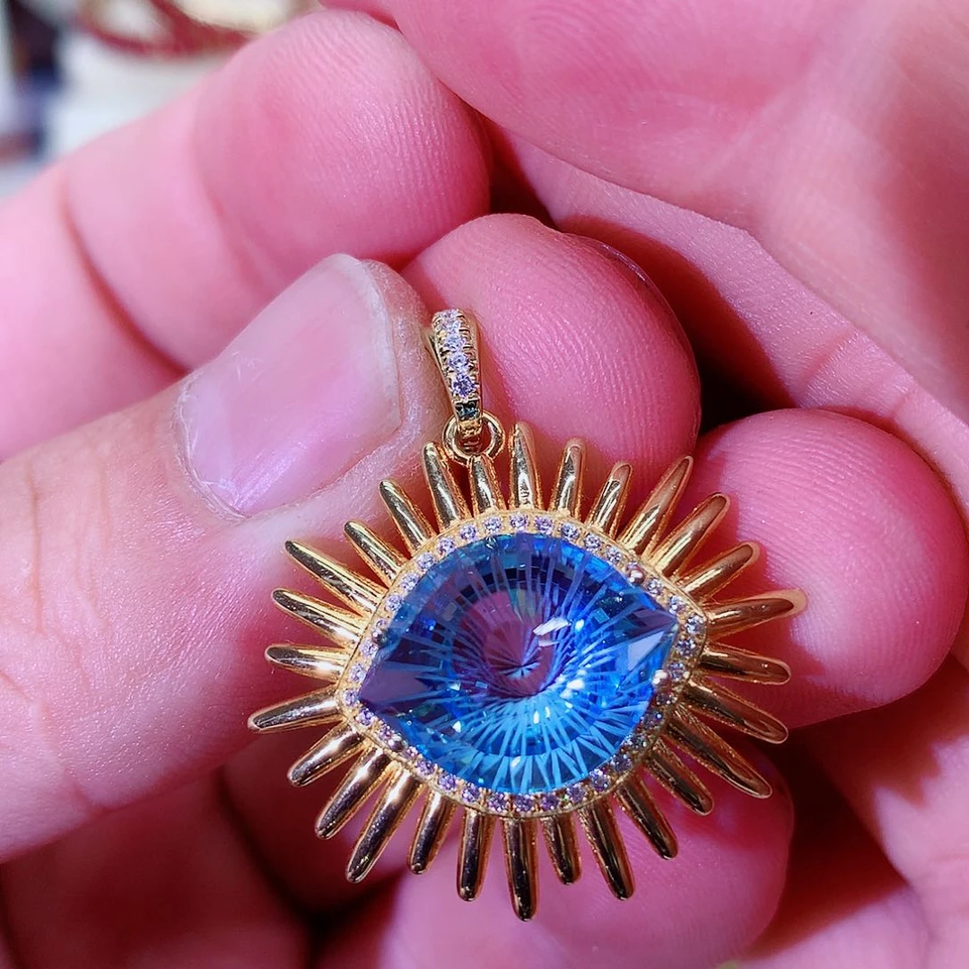 颈饰托帕石银S925镶嵌