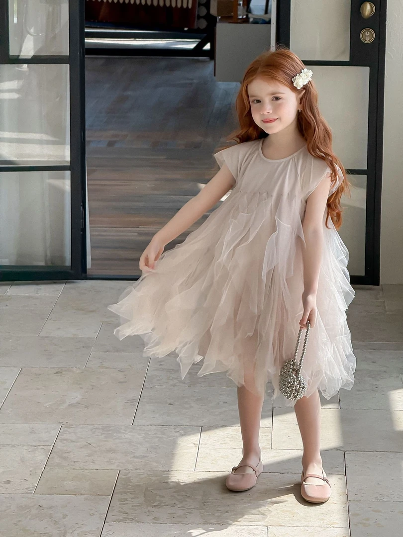 重工纱裙宝宝花瓣裙儿童生日网纱公主裙2025夏新款86072