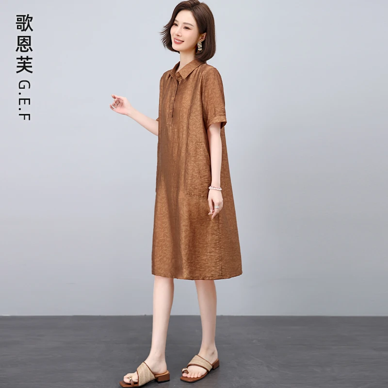 天丝连衣裙女夏季薄款2025新款大码宽松今年流行爆款漂亮妈妈裙子