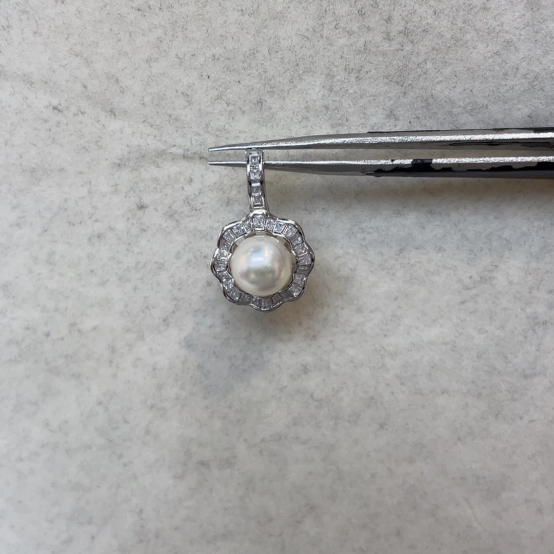 吊坠(不含链)海水珍珠银S925镶嵌