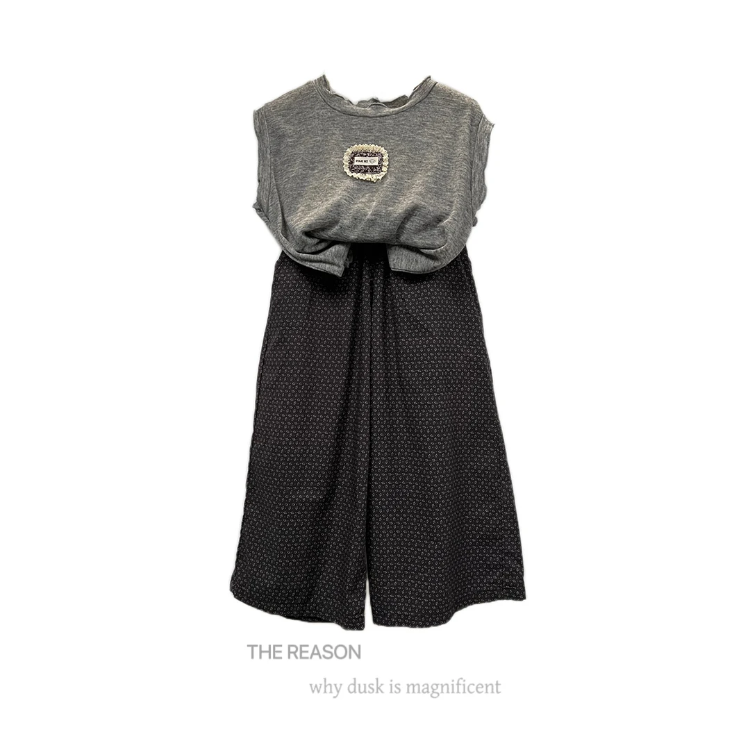 （套装：上衣+裤子）韩系碎花套装两件套          kk6061