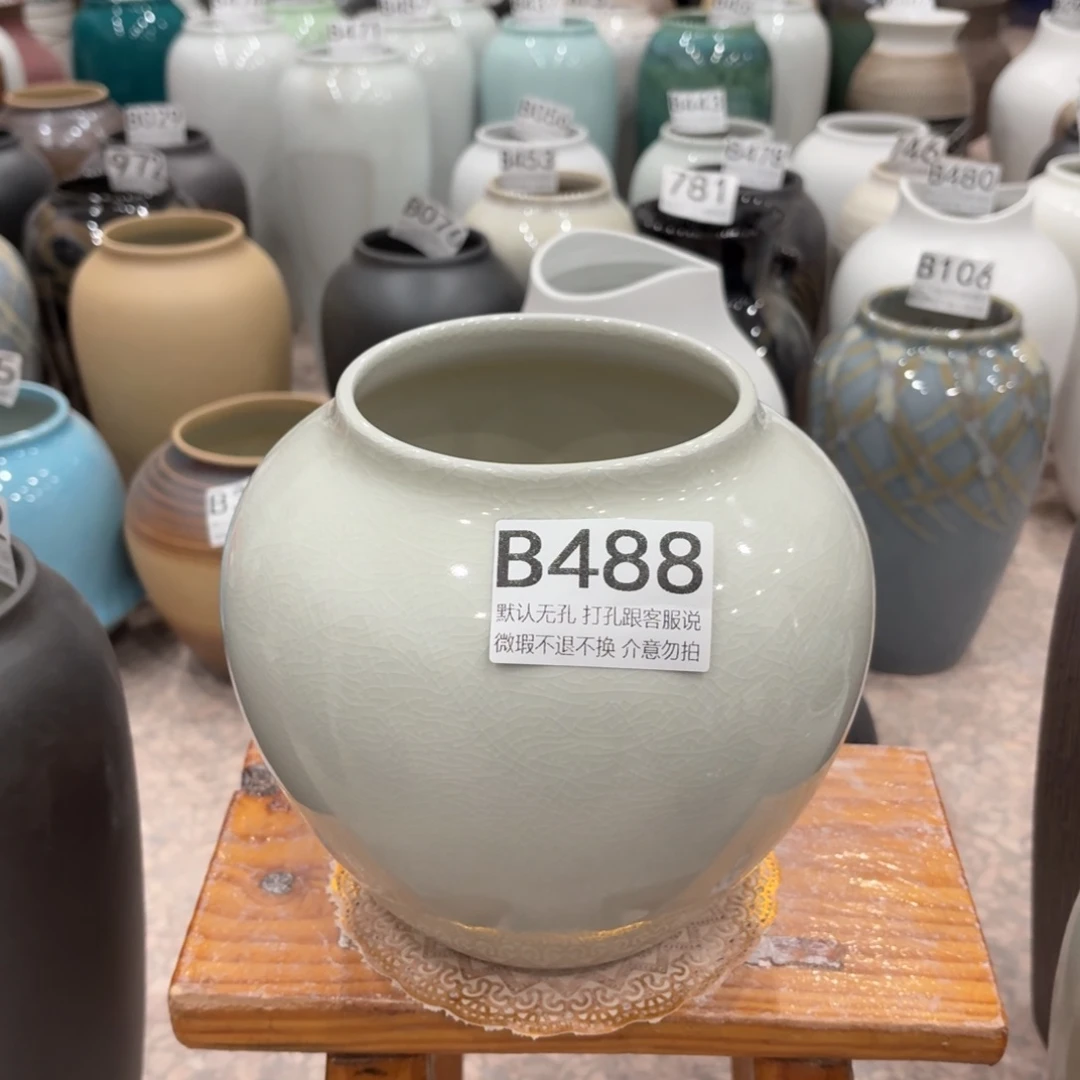 陶摆件瑕疵488 景德镇陶瓷花瓶高18口11